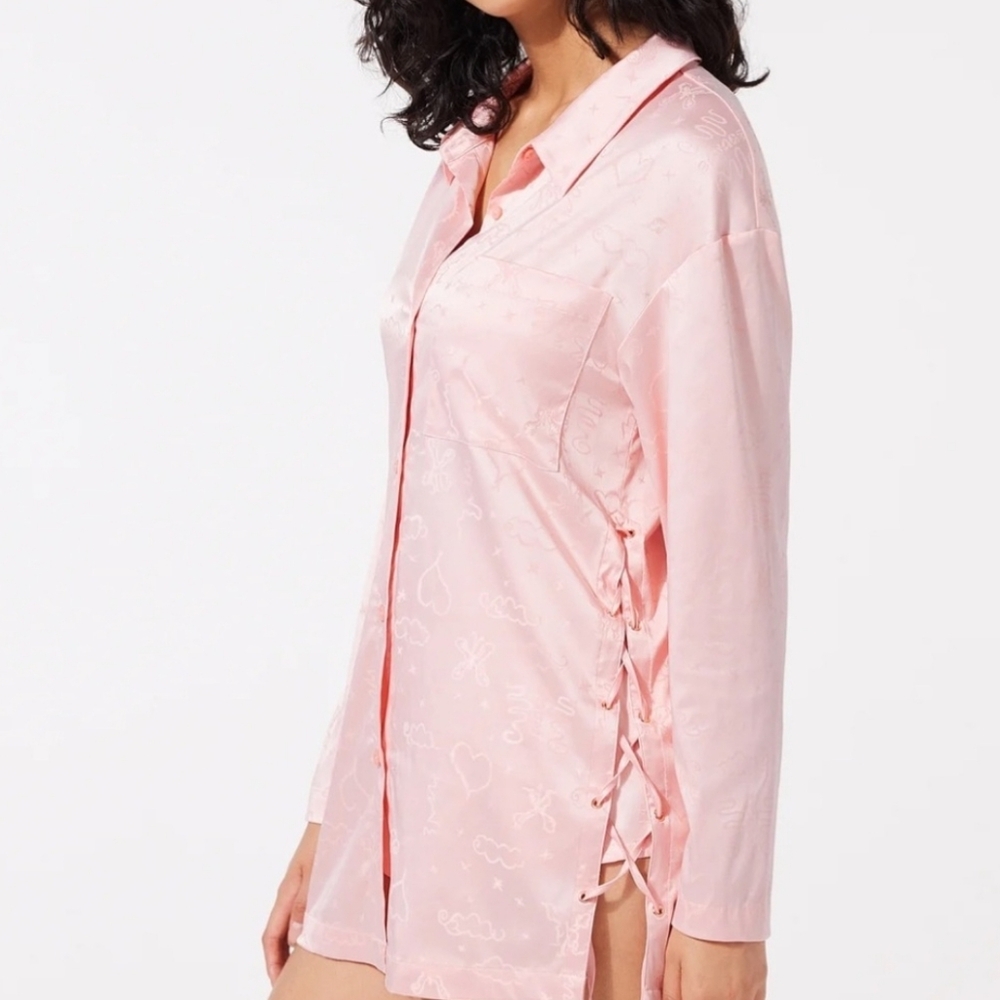SAVAGE X FENTY HEAVENLY SAYIN SLEEP SHIRT PLAYTIME PINK - XL